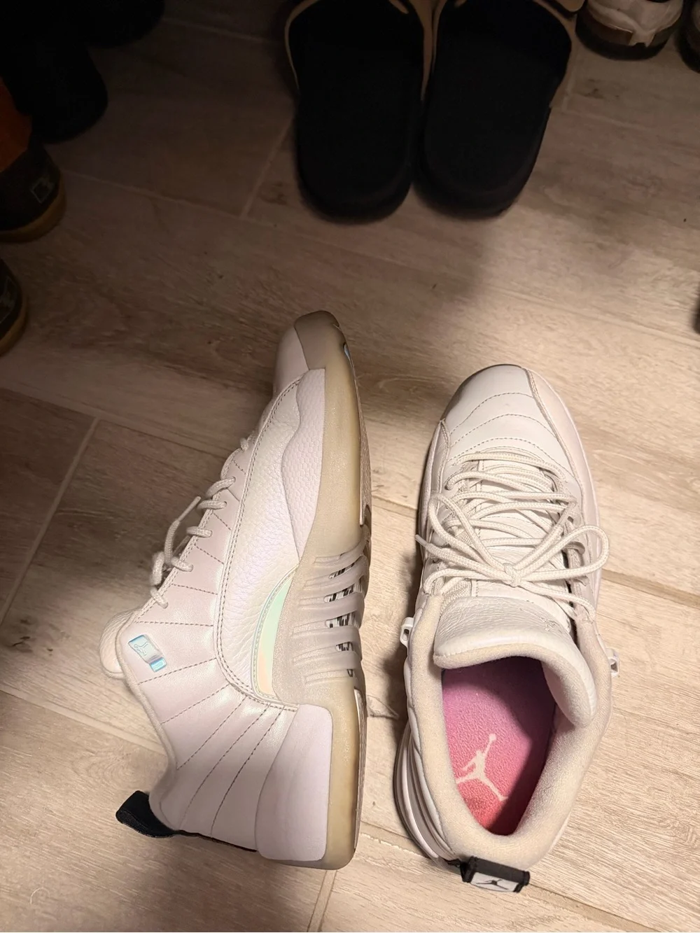 Jordan Women’s Low-Top White Leather Sneakers with Pink Insoles